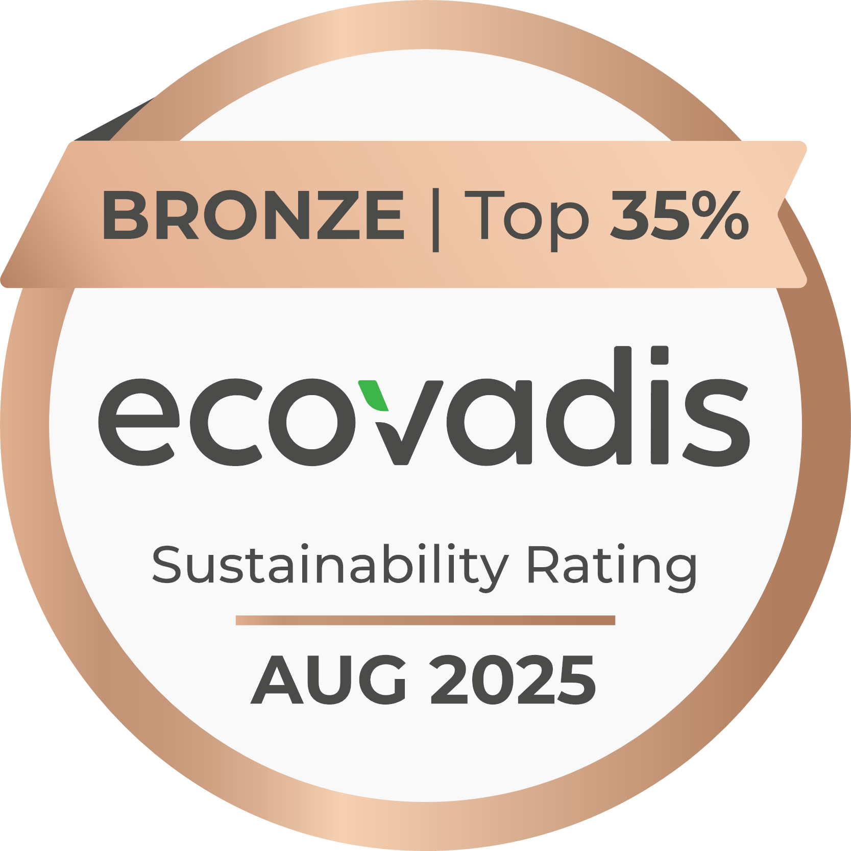 Médaille EcoVadis 2025 récompensant la performance RSE de l’entreprise IP Trust.