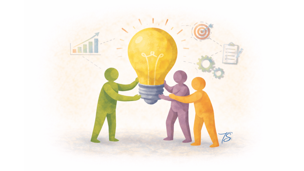 Illustration de collaboration autour d’une solution de cybersécurité, symbolisant la protection des données, la gestion des risques et la confiance numérique des entreprises.